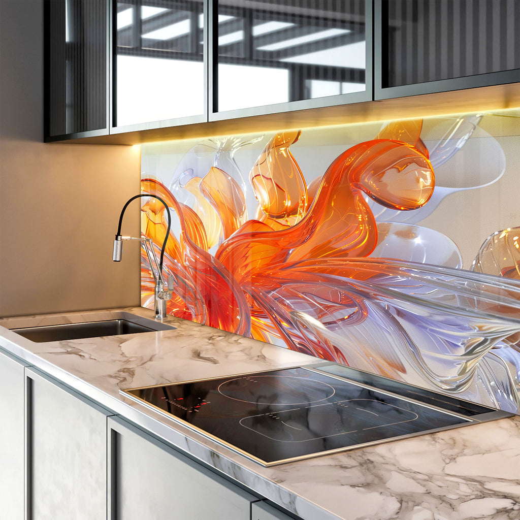 Dynamic Abstract - Glass Kitchen Backsplash-BacksplashArtworks