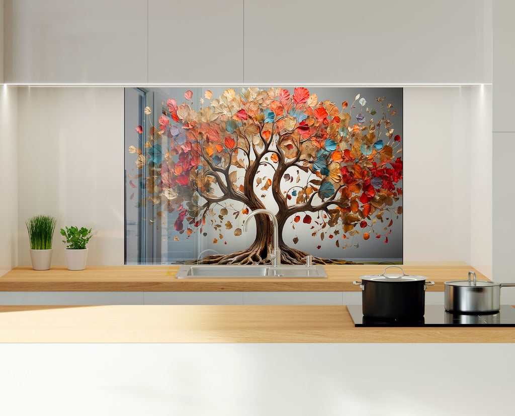 Autumn Elegance Luxurious - Glass Kitchen Backsplash-BacksplashArtworks
