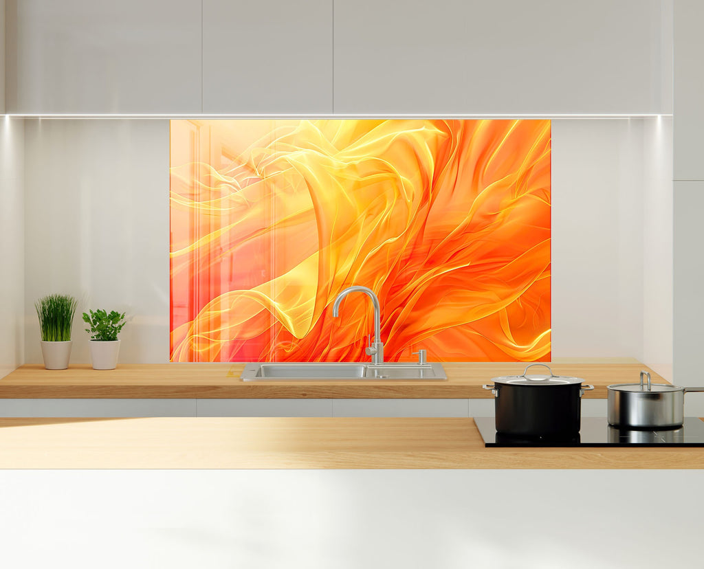 Flame Flow – Glass Kitchen Backsplash-BacksplashArtworks