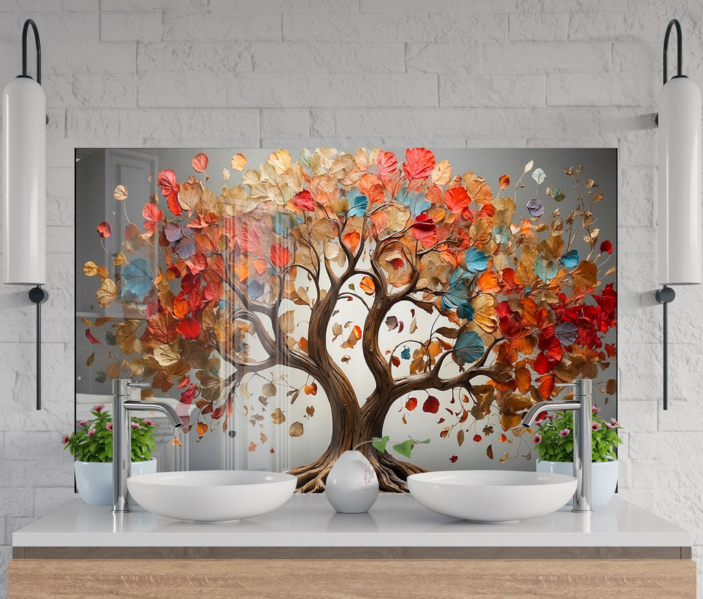 Autumn Elegance Luxurious - Glass Kitchen Backsplash-BacksplashArtworks