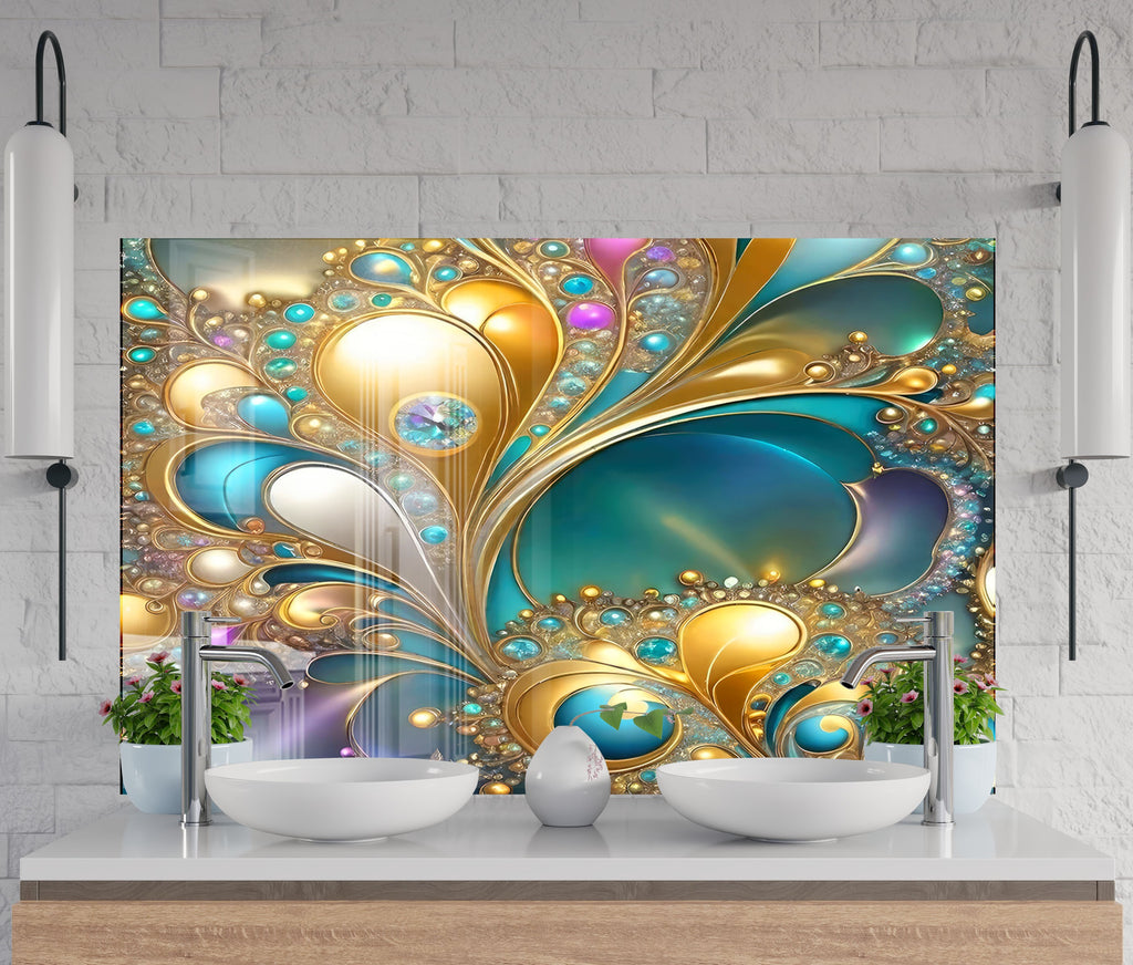 Opulent Jewel Swirl - Glass Kitchen Backsplash-BacksplashArtworks
