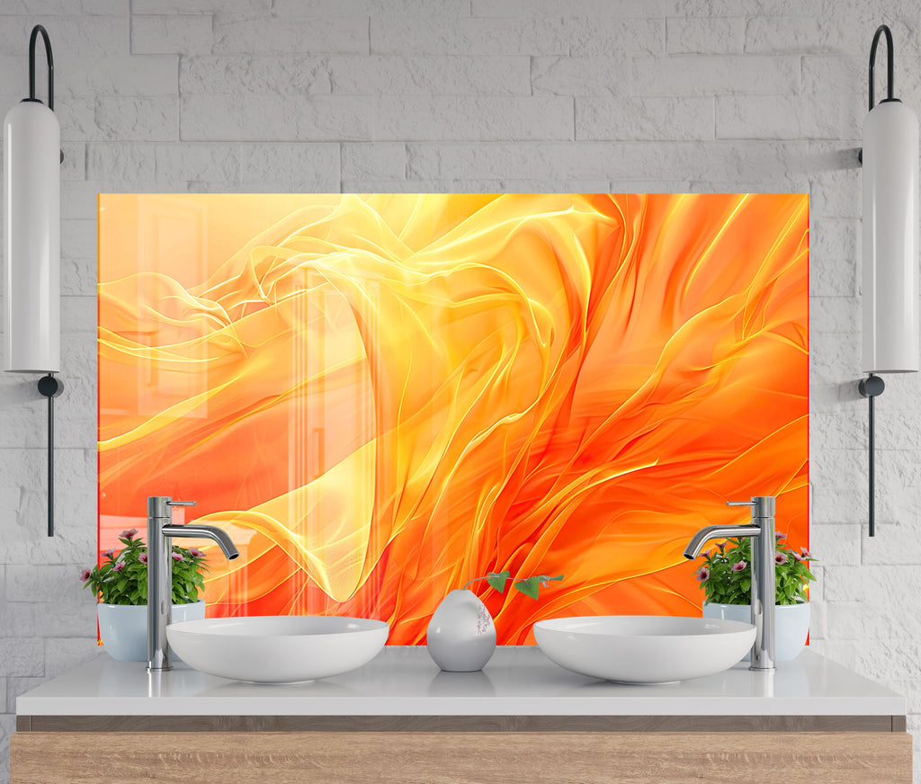 Flame Flow – Glass Kitchen Backsplash-BacksplashArtworks
