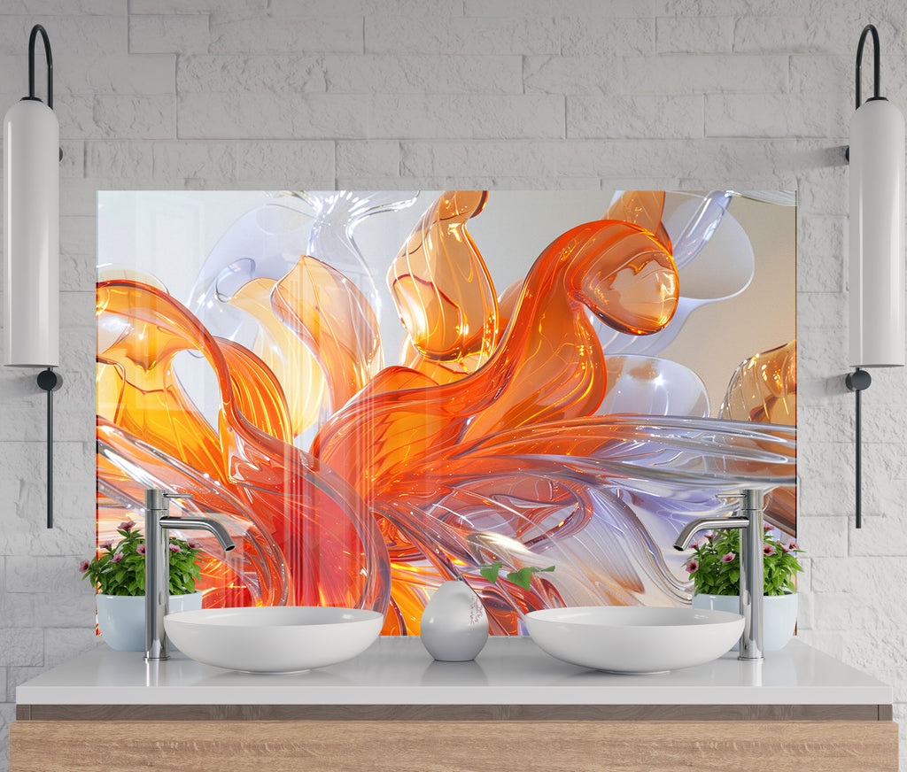 Dynamic Abstract - Glass Kitchen Backsplash-BacksplashArtworks