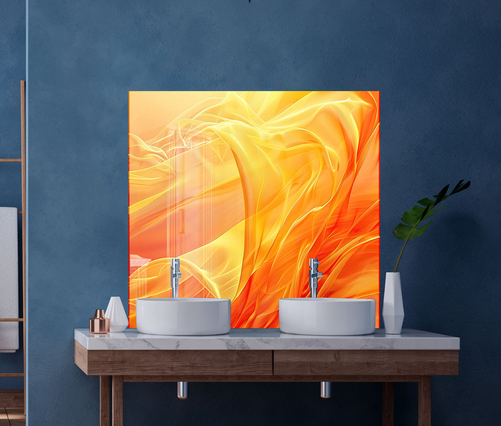 Flame Flow – Glass Kitchen Backsplash-BacksplashArtworks