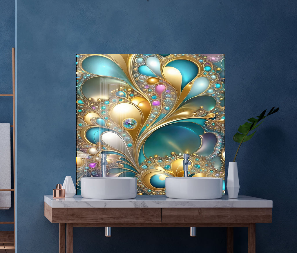 Opulent Jewel Swirl - Glass Kitchen Backsplash-BacksplashArtworks