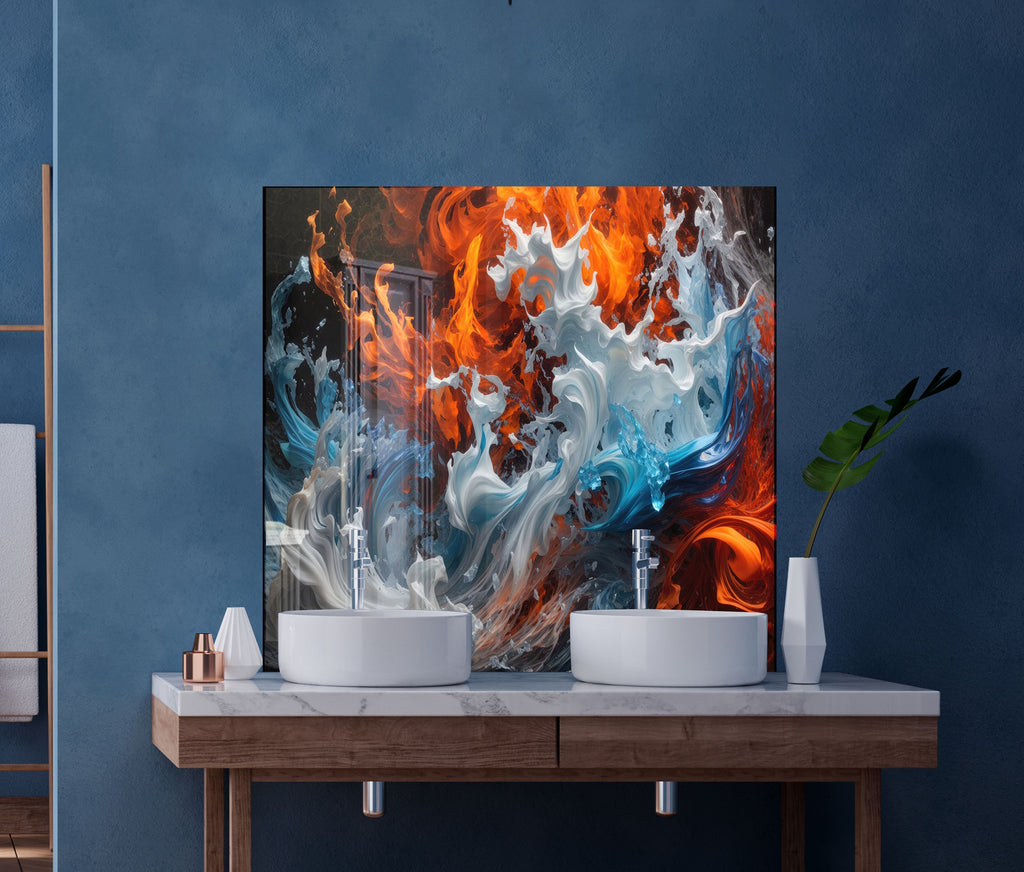 Inferno & Ice – Glass Kitchen Backsplash-BacksplashArtworks