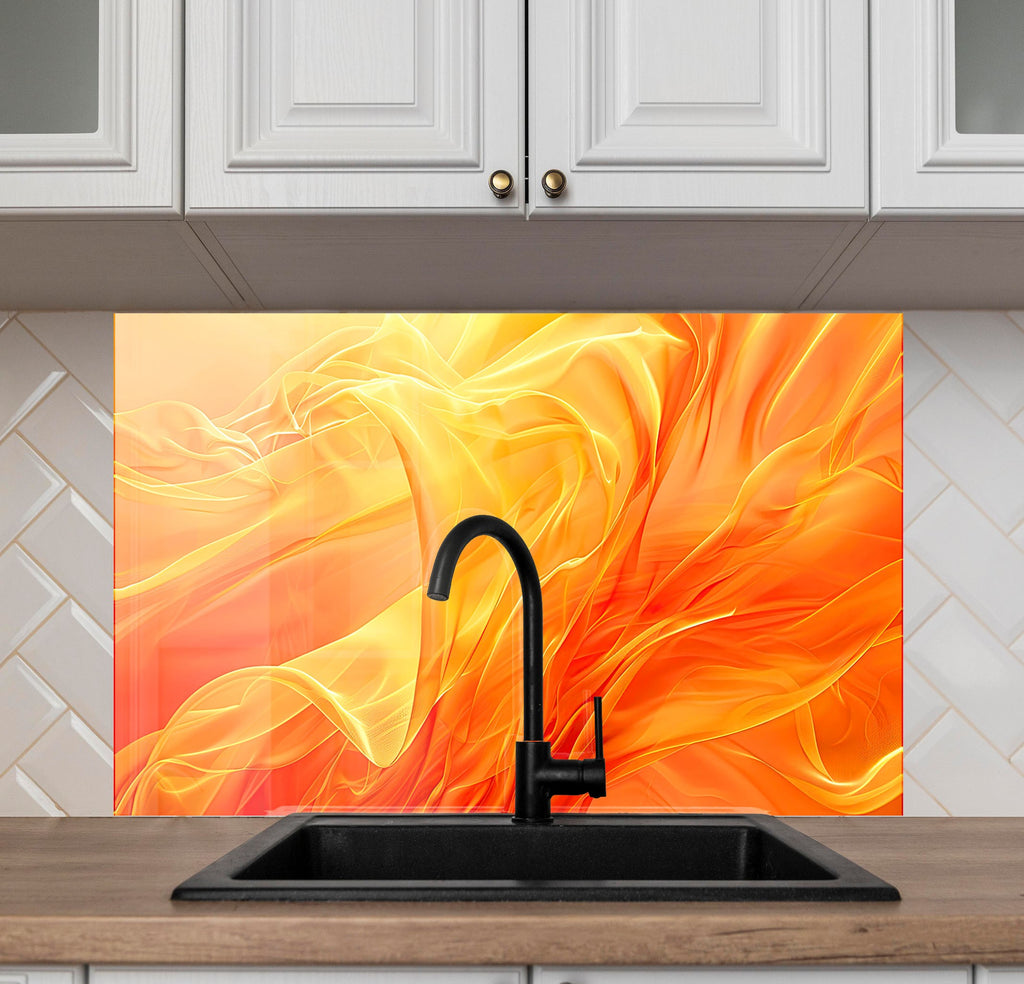 Flame Flow – Glass Kitchen Backsplash-BacksplashArtworks