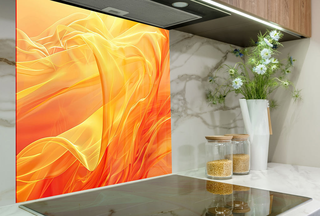 Flame Flow – Glass Kitchen Backsplash-BacksplashArtworks