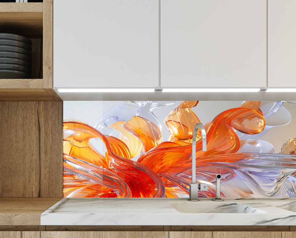 Dynamic Abstract - Glass Kitchen Backsplash-BacksplashArtworks
