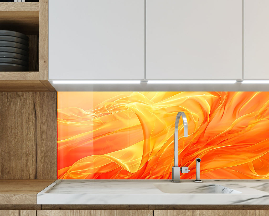Flame Flow – Glass Kitchen Backsplash-BacksplashArtworks