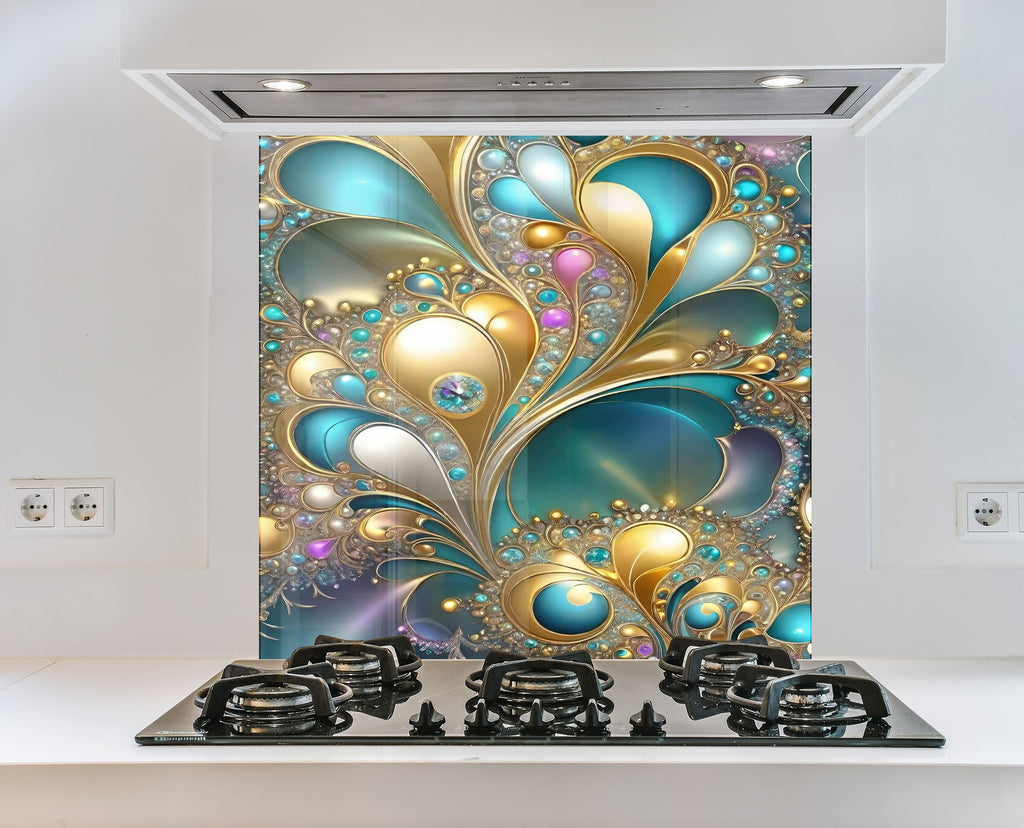Opulent Jewel Swirl - Glass Kitchen Backsplash-BacksplashArtworks