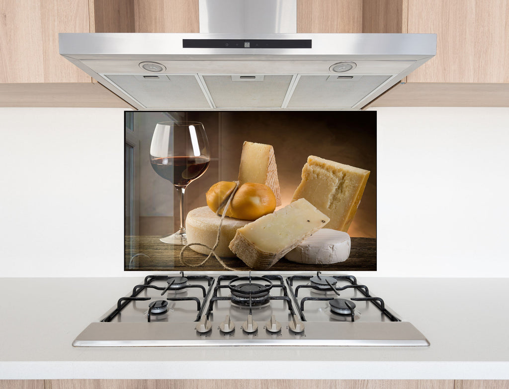 Luxury Wine & Cheese Glass Kitchen Backsplash – Gourmet Pairing-BacksplashArtworks