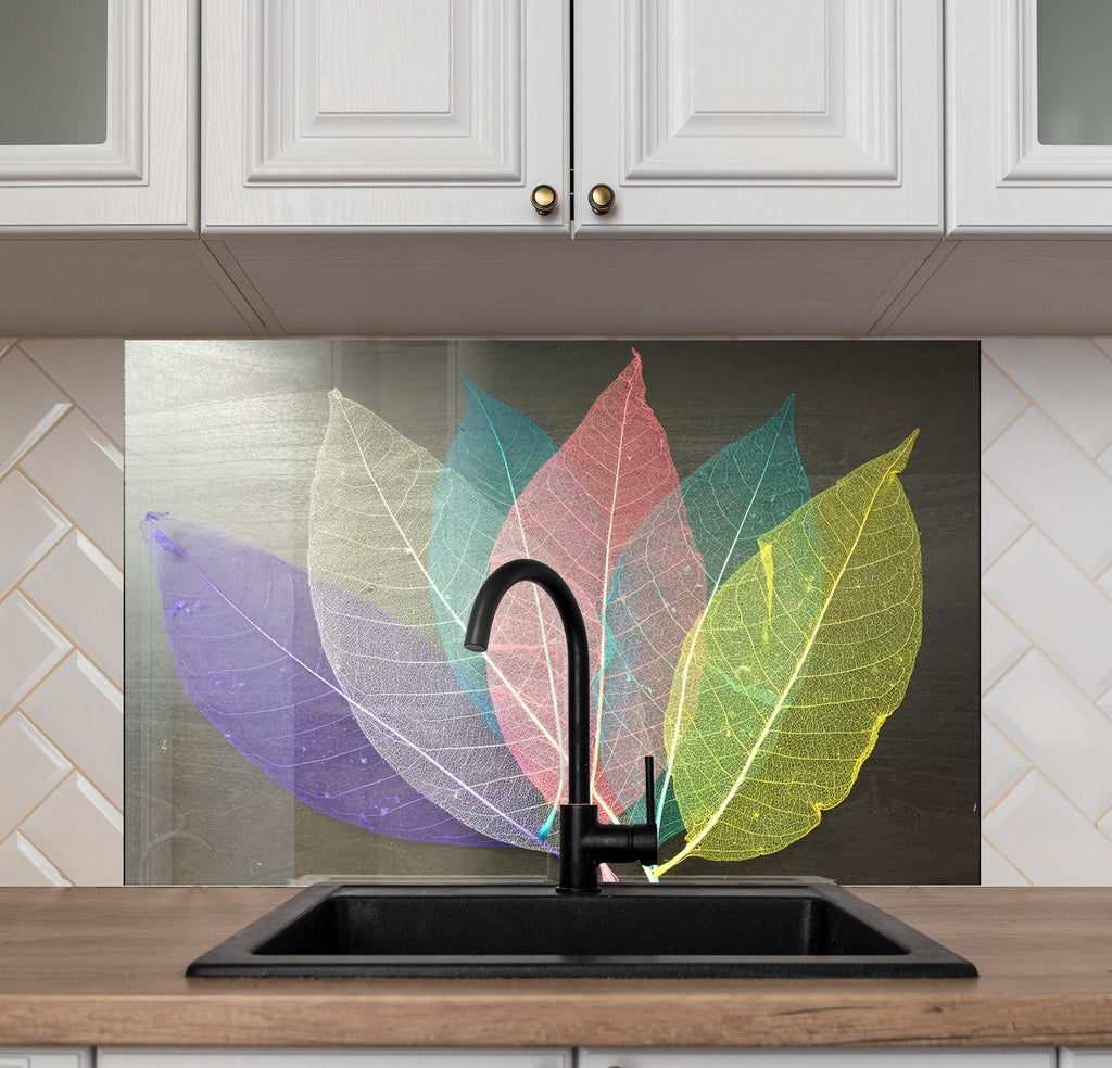 Leaves Tempered Glass Backsplash-BacksplashArtworks