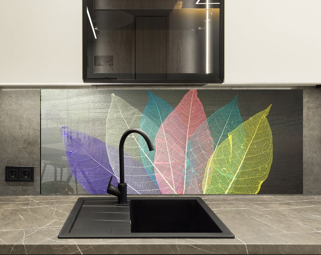 Leaves Tempered Glass Backsplash-BacksplashArtworks