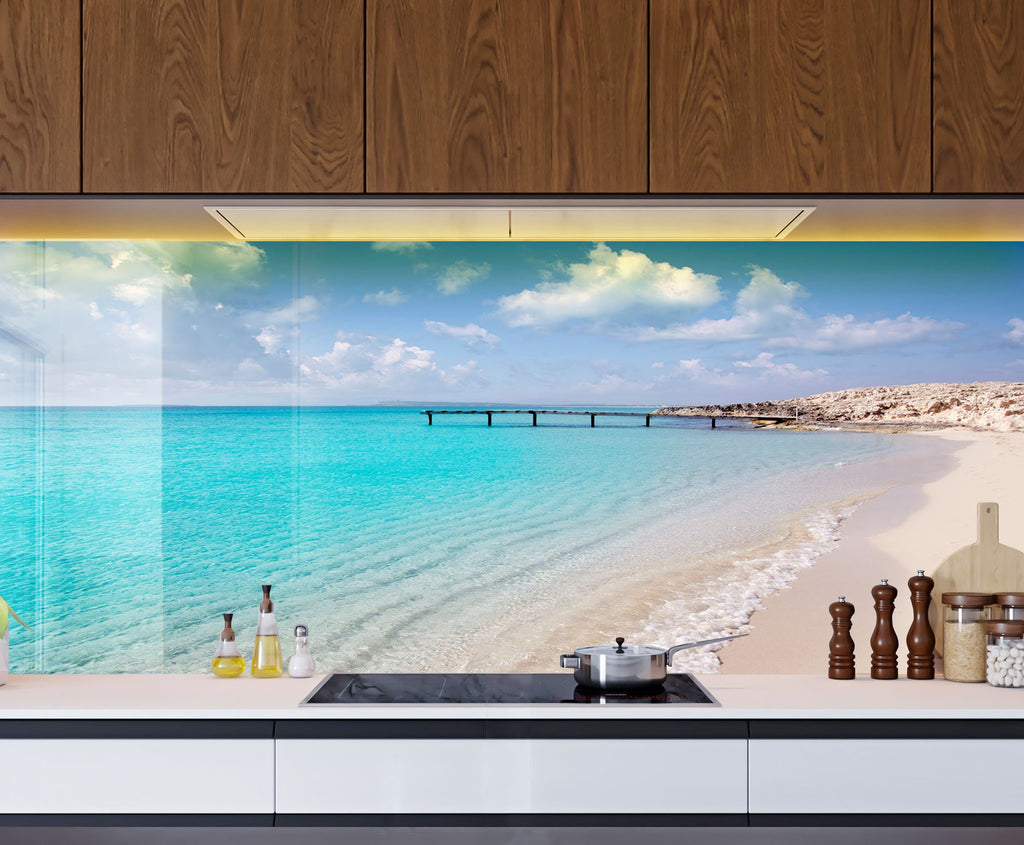 Tropical Sea View Wall Art - Glass Backsplash-BacksplashArtworks
