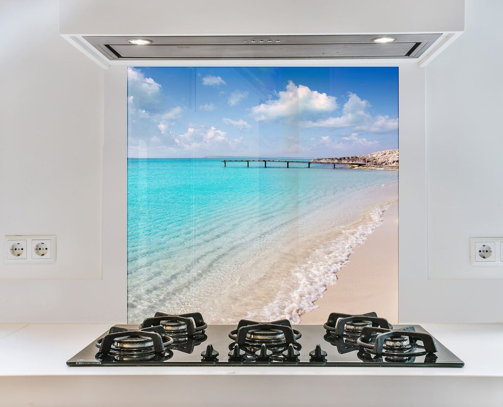 Tropical Sea View Wall Art - Glass Backsplash-BacksplashArtworks