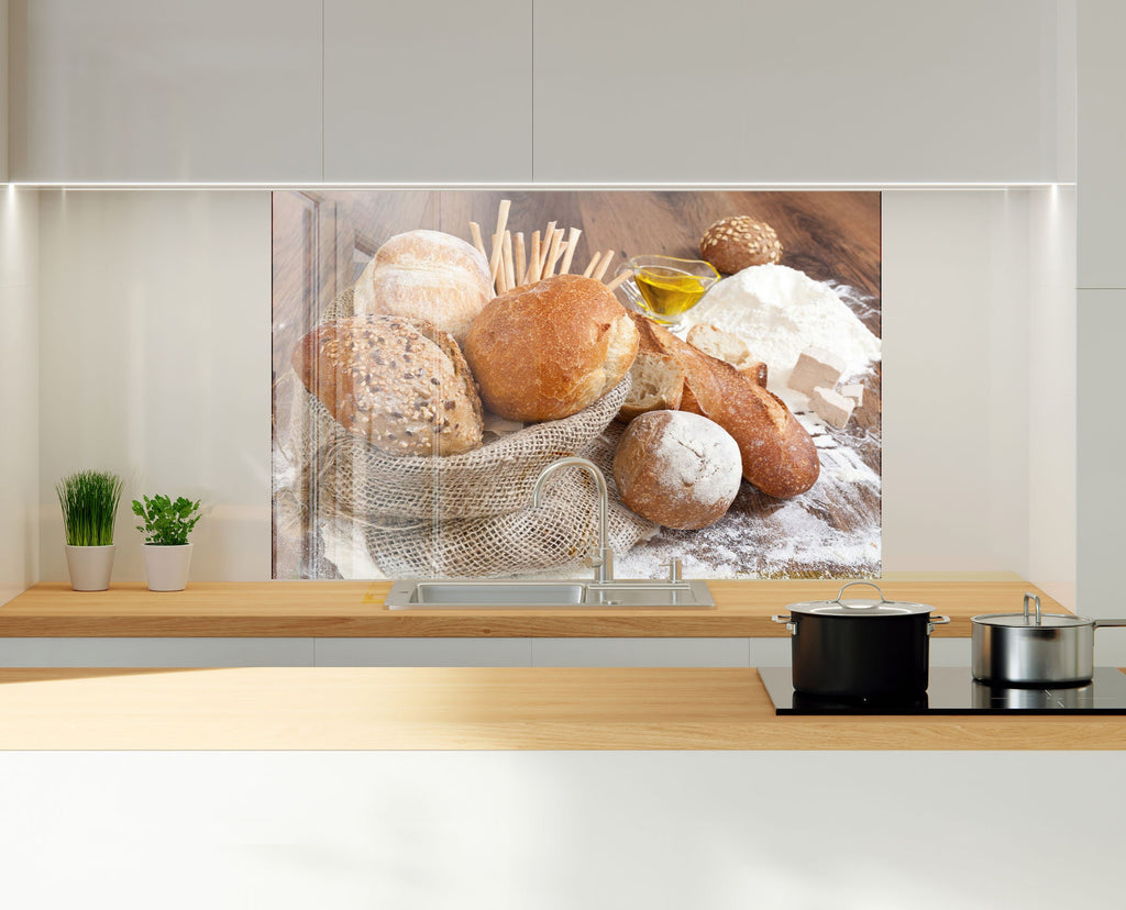 Rustic Bread Selection – Glass Kitchen Backsplash-BacksplashArtworks