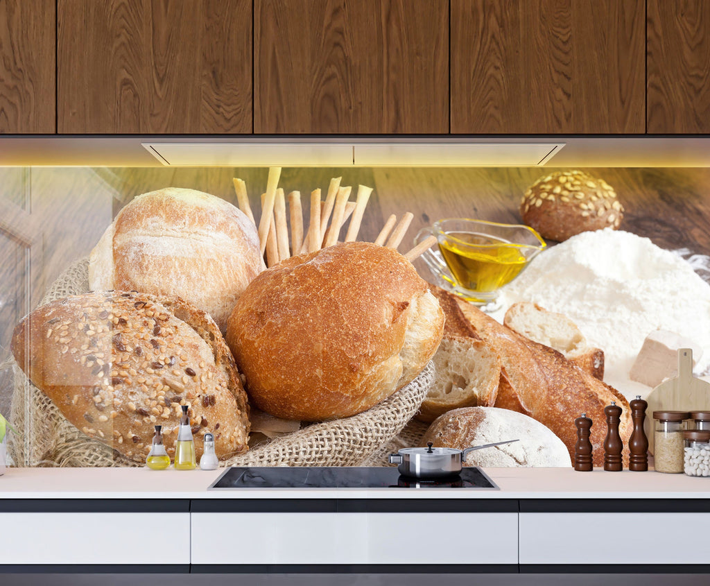 Rustic Bread Selection – Glass Kitchen Backsplash-BacksplashArtworks
