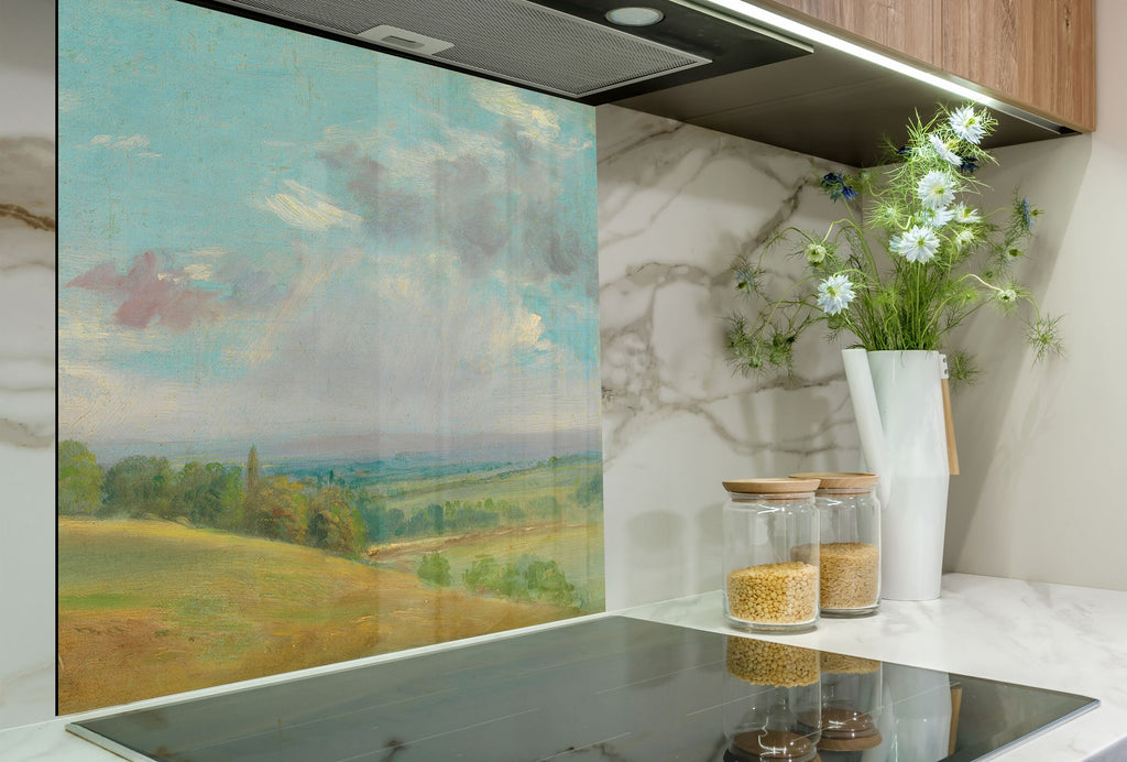 Vintage Landscape Art - Glass Kitchen Backsplash-BacksplashArtworks