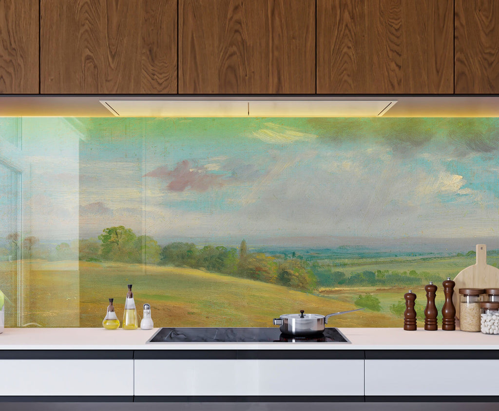Vintage Landscape Art - Glass Kitchen Backsplash-BacksplashArtworks
