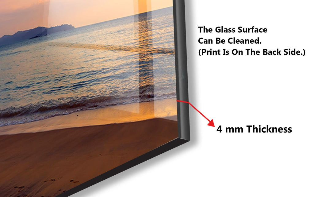 Golden Sunset Beach - Glass Kitchen Backsplash-BacksplashArtworks