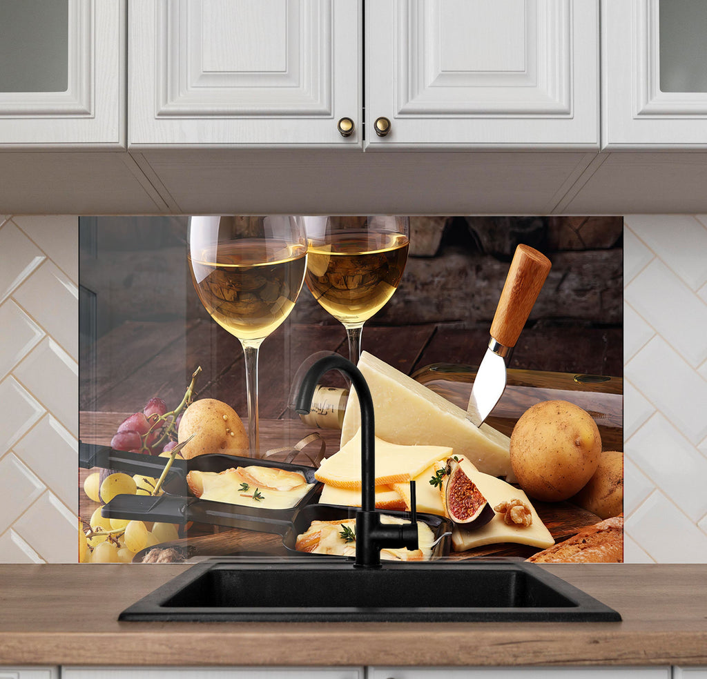 Elegant Wine & Cheese Glass Kitchen Backsplash – Gourmet Pairing-BacksplashArtworks