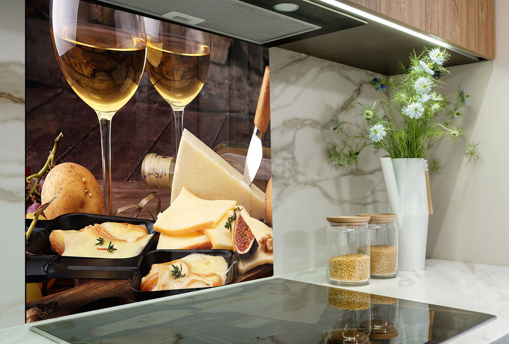 Elegant Wine & Cheese Glass Kitchen Backsplash – Gourmet Pairing-BacksplashArtworks