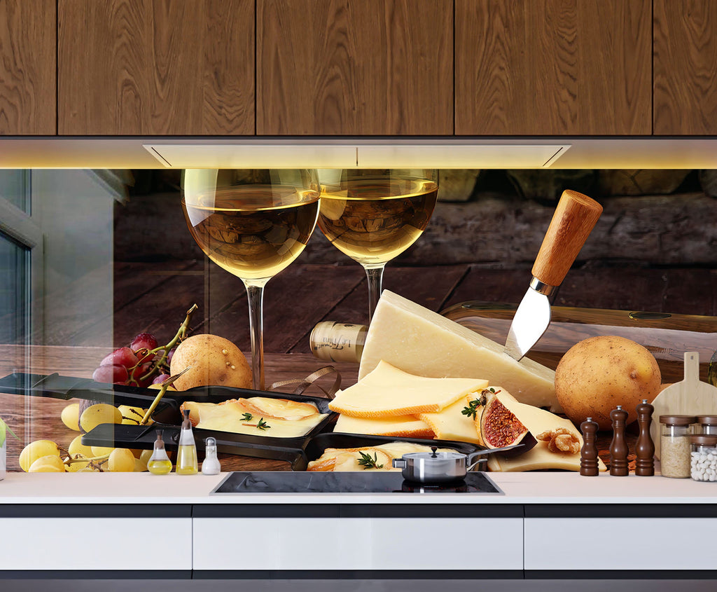 Elegant Wine & Cheese Glass Kitchen Backsplash – Gourmet Pairing-BacksplashArtworks