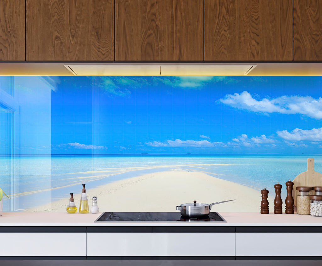 Tropical Ocean Breeze Wall Art – Tempered Glass Bathroom Backsplash-BacksplashArtworks