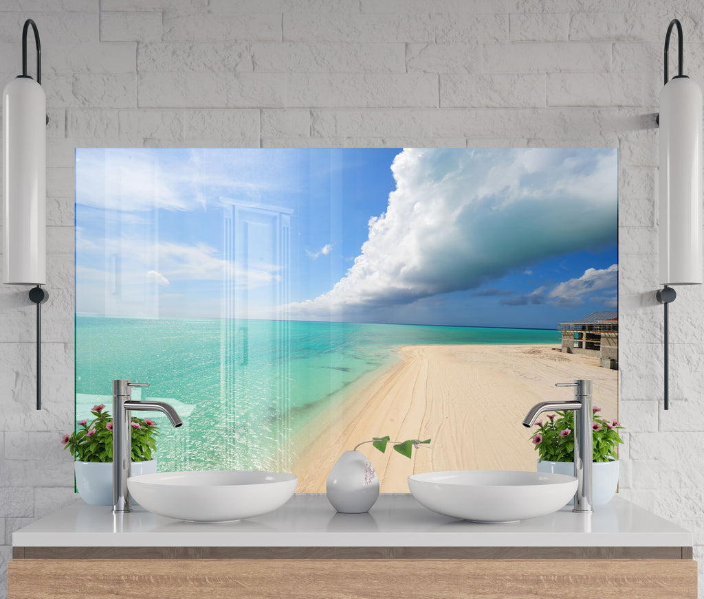 Serene Coastal Beach View Wall Art – Tempered Glass Kitchen Backsplash-BacksplashArtworks