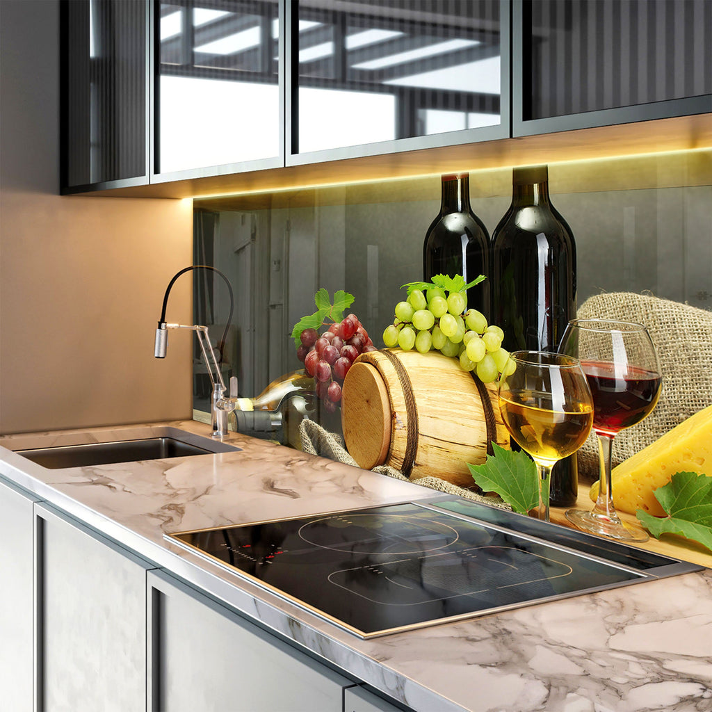 Wine & Cheese Glass Kitchen Backsplash – Wine Barrel Design-BacksplashArtworks