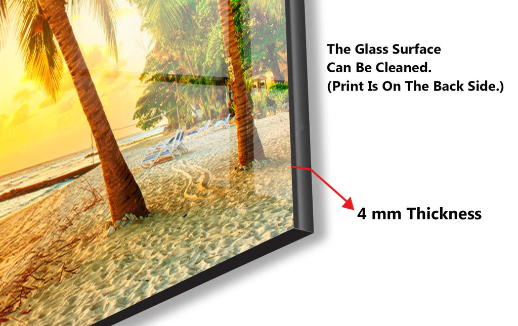 Tropical Beach Sunset Wall Art – Tempered Glass Kitchen Backsplash-BacksplashArtworks