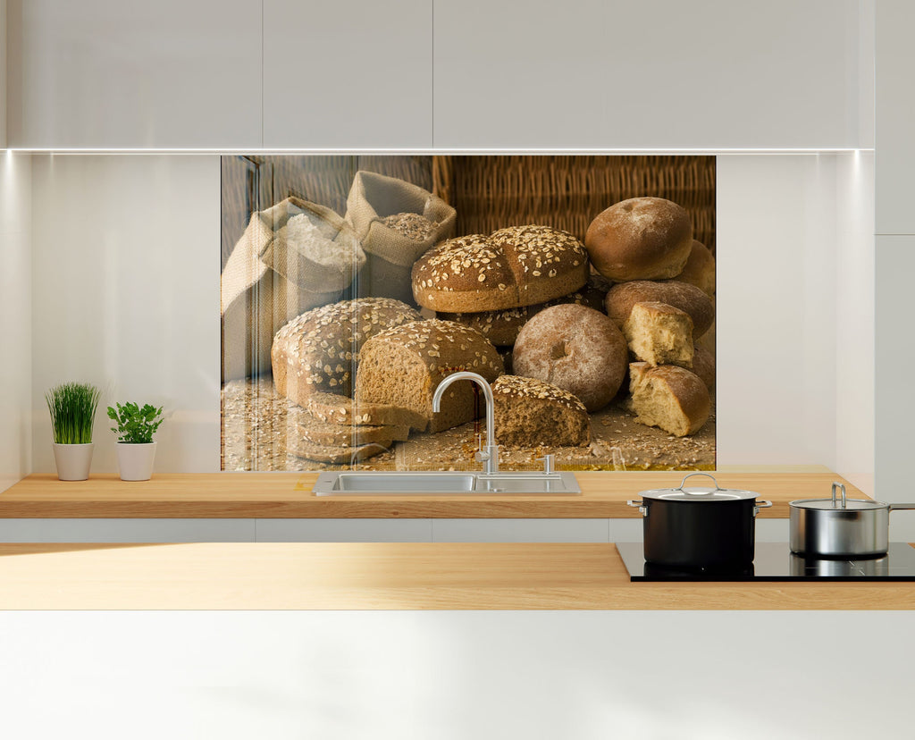 Rustic Whole Grain Bread – Tempered Glass Kitchen Backsplash-BacksplashArtworks