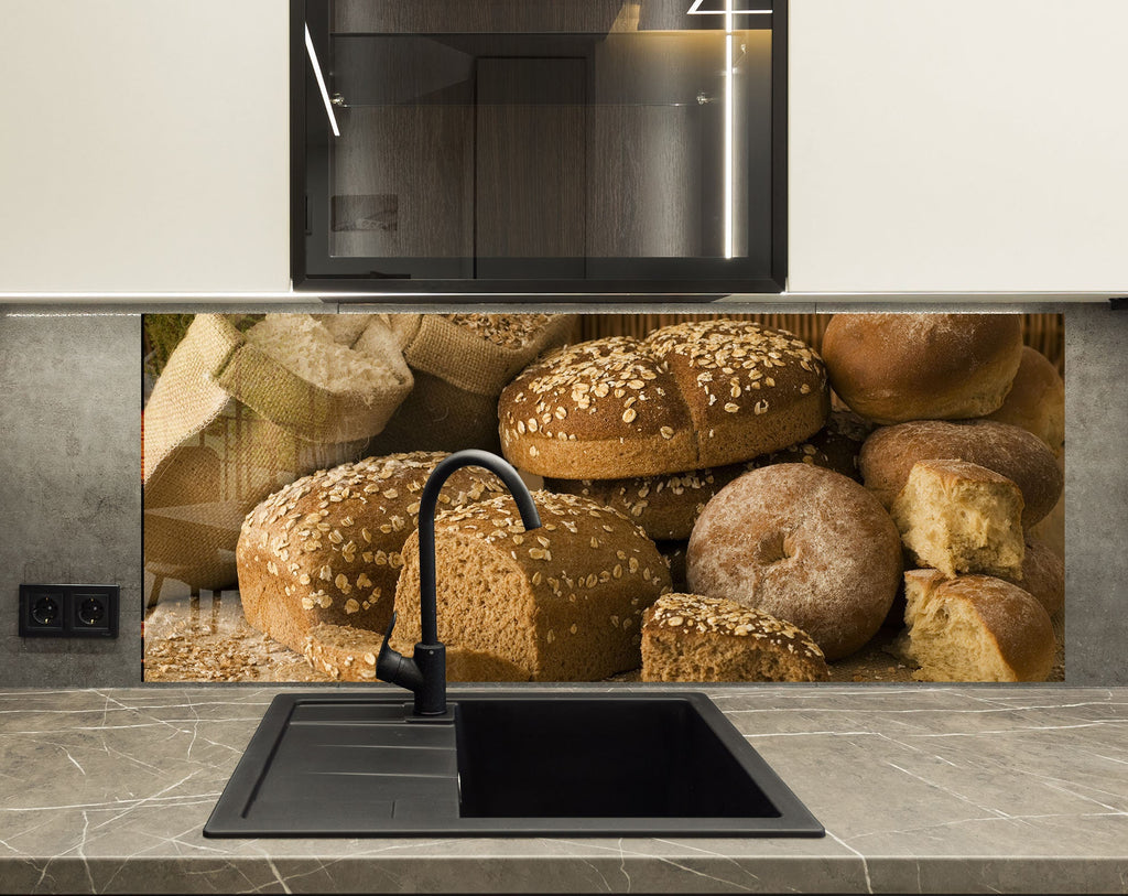 Rustic Whole Grain Bread – Tempered Glass Kitchen Backsplash-BacksplashArtworks