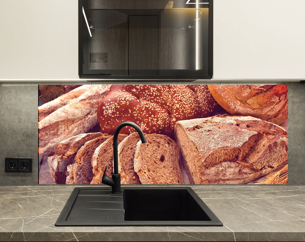 Rustic Whole Grain Bread – Glass Kitchen Backsplash-BacksplashArtworks