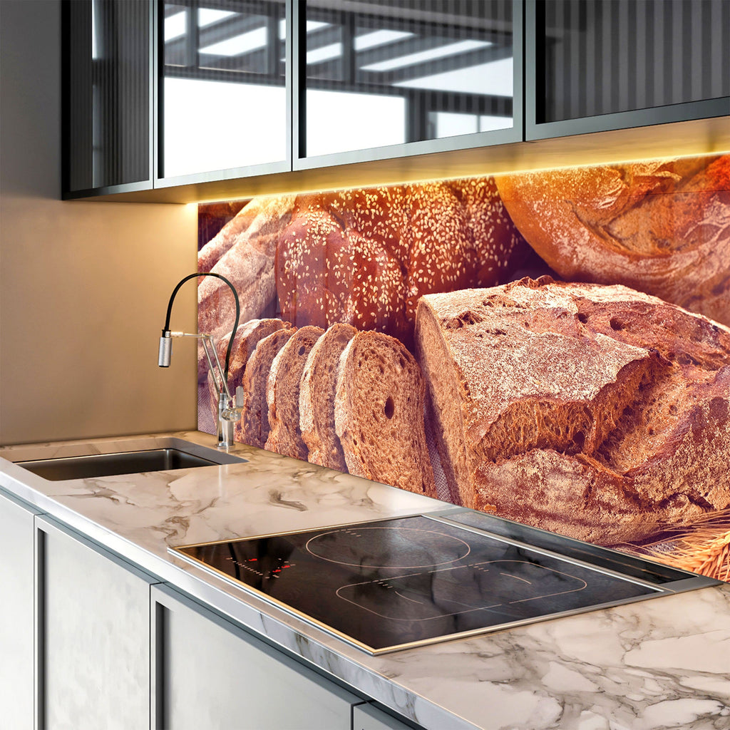 Rustic Whole Grain Bread – Glass Kitchen Backsplash-BacksplashArtworks