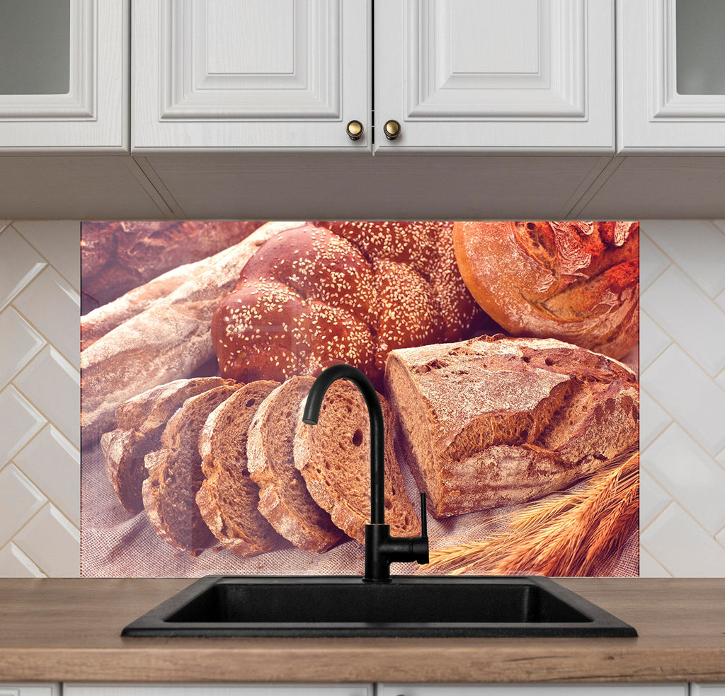 Rustic Whole Grain Bread – Glass Kitchen Backsplash-BacksplashArtworks