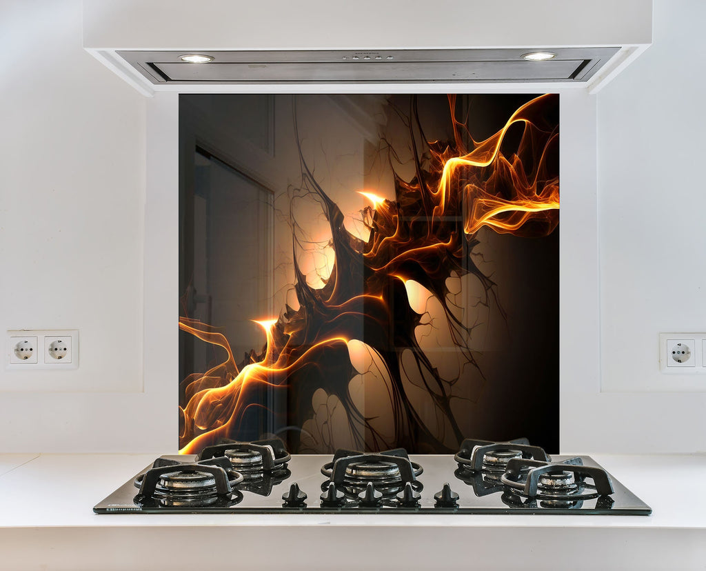 Fiery Abstract Art – Glass Kitchen Backsplash-BacksplashArtworks