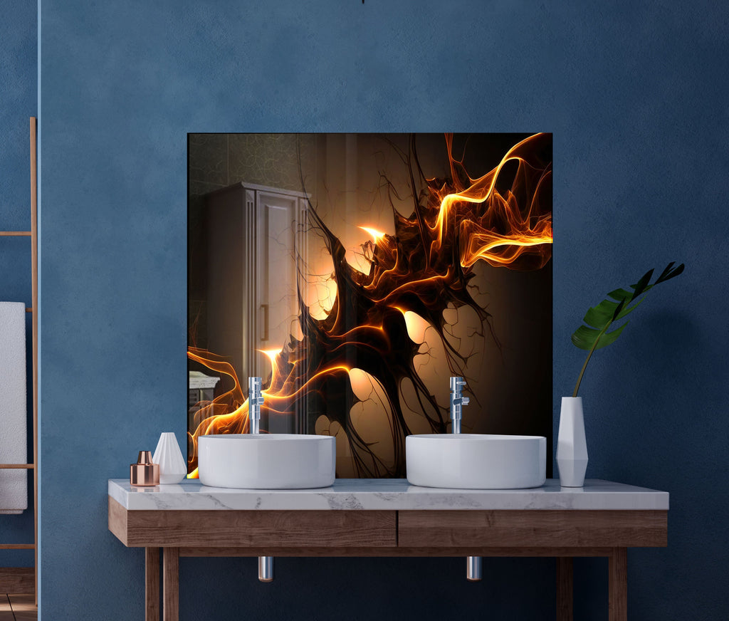 Fiery Abstract Art – Glass Kitchen Backsplash-BacksplashArtworks