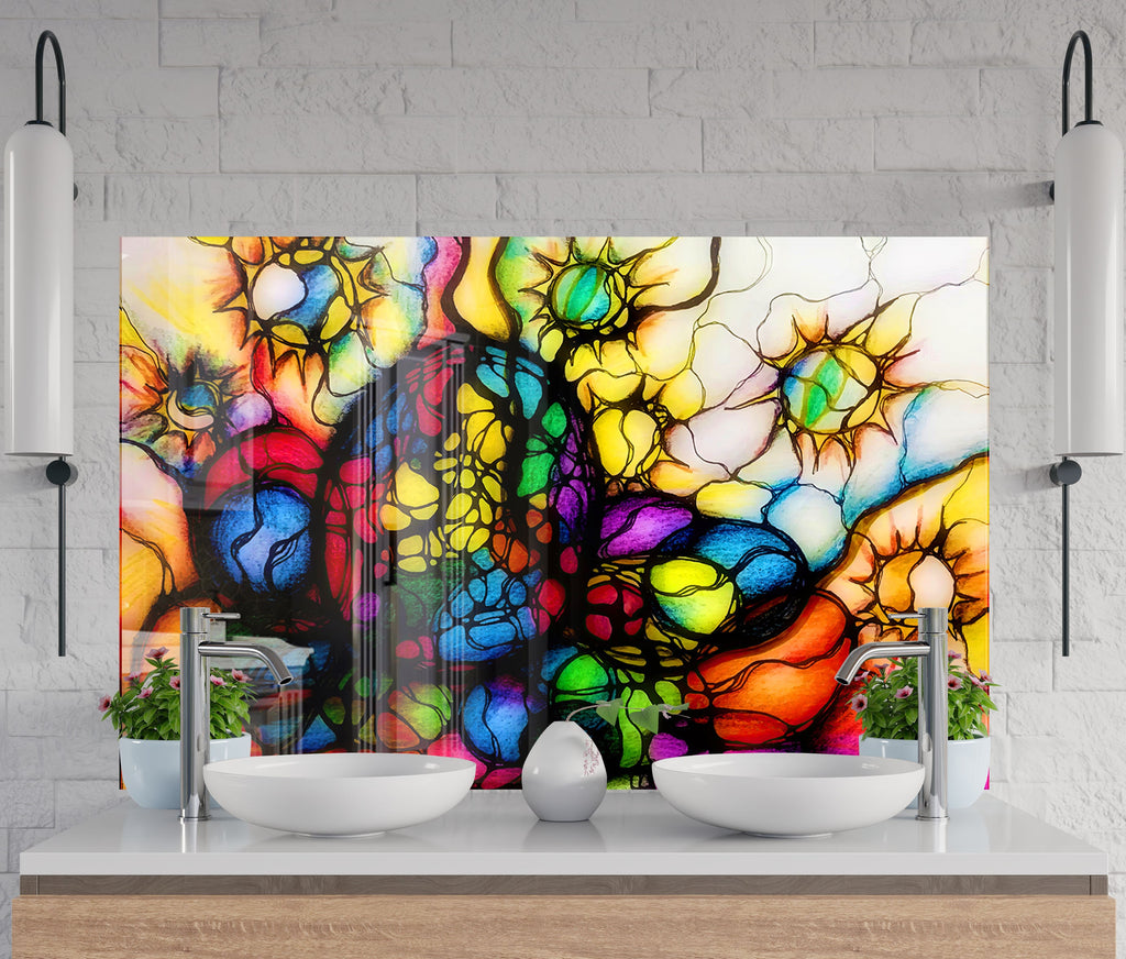 Abstract Stained - Glass Kitchen Backsplash-BacksplashArtworks