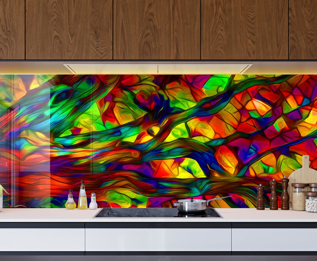 Vibrant Stained - Glass Kitchen Backsplash-BacksplashArtworks