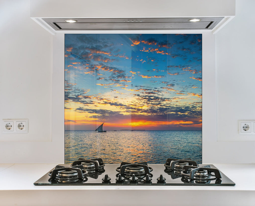 Sailing at Sunset Wall Art - Tempered Glass Kitchen Backsplash-BacksplashArtworks