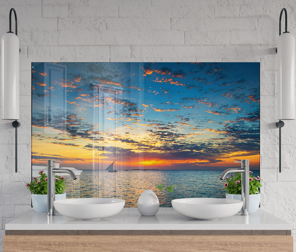Sailing at Sunset Wall Art - Tempered Glass Kitchen Backsplash-BacksplashArtworks