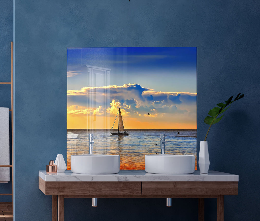 Sailing Serenity Wall Art - Tempered Glass Kitchen Backsplash-BacksplashArtworks