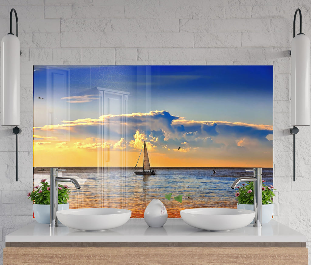 Sailing Serenity Wall Art - Tempered Glass Kitchen Backsplash-BacksplashArtworks