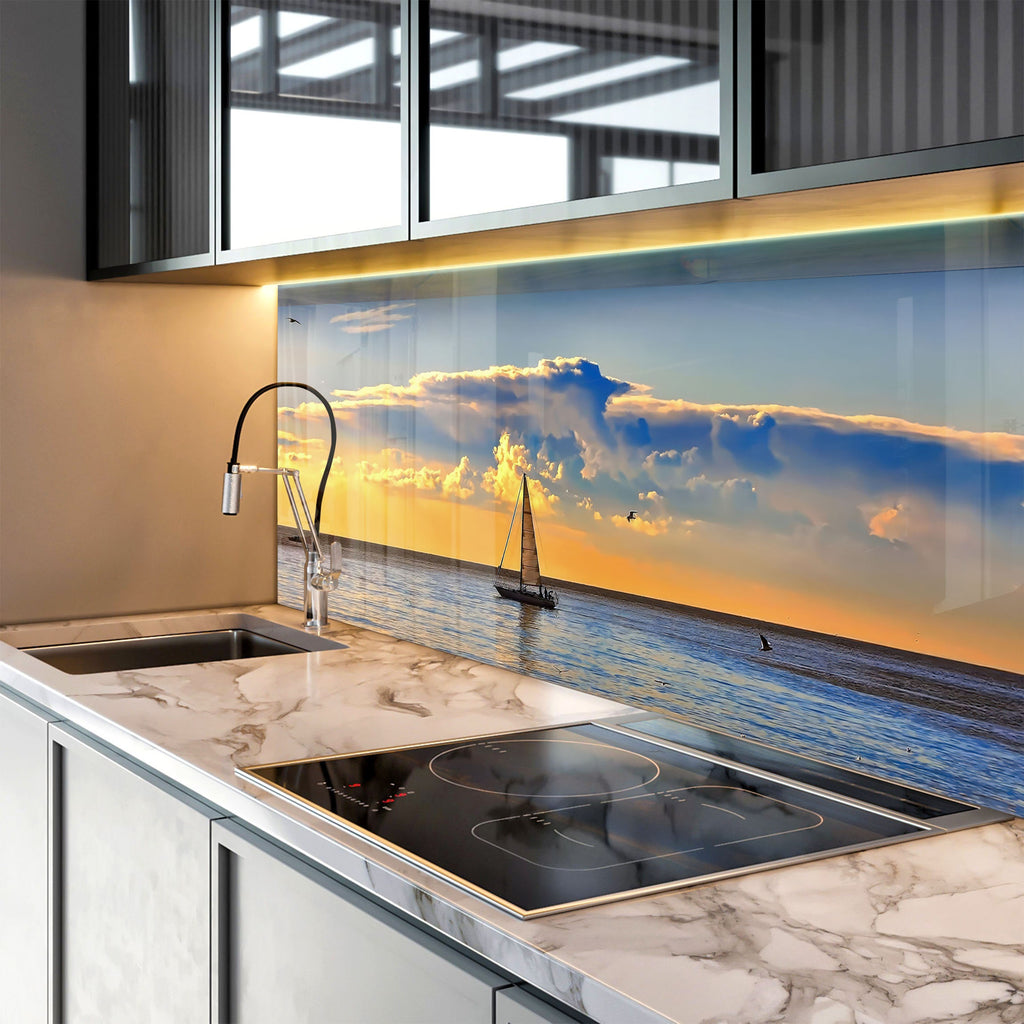 Sailing Serenity Wall Art - Tempered Glass Kitchen Backsplash-BacksplashArtworks