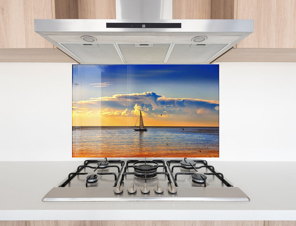 Sailing Serenity Wall Art - Tempered Glass Kitchen Backsplash-BacksplashArtworks