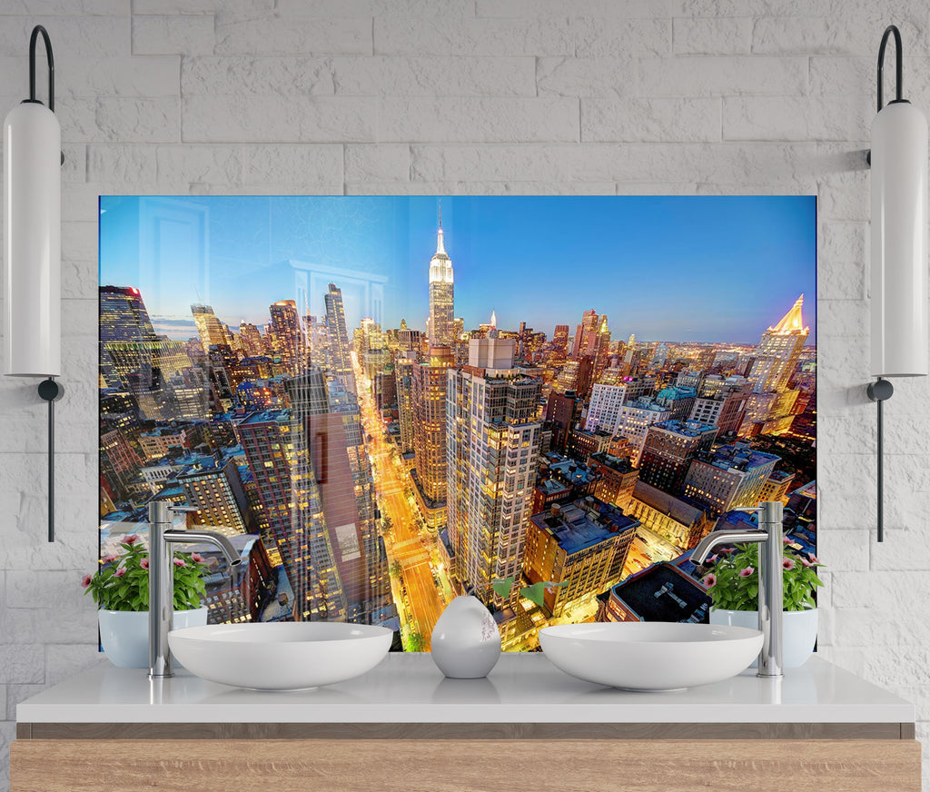 New York City Skyline - Glass Kitchen Backsplash-BacksplashArtworks