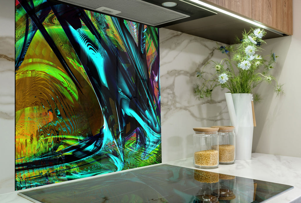 Colorful Abstract Art - Glass Kitchen Backsplash-BacksplashArtworks