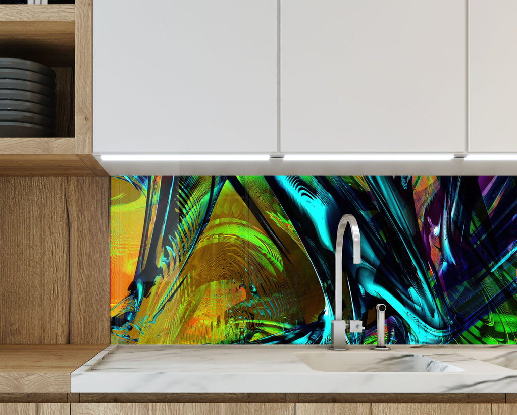Colorful Abstract Art - Glass Kitchen Backsplash-BacksplashArtworks
